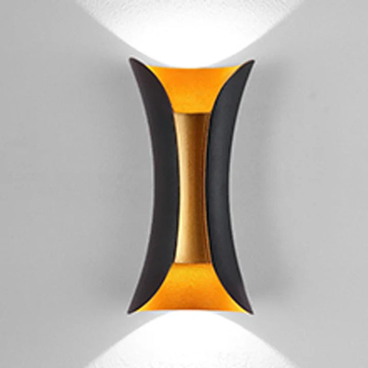 Sleek Black and Gold Waterproof LED Wall Light Fixture