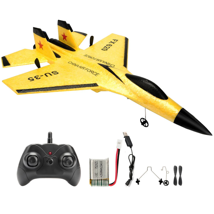 Remote Control Glider Plane with LED Lights - Foam Toy for Kids