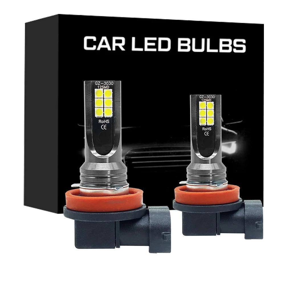 2Pcs H8 H11 LED Bulbs Super Bright Car Fog Lights 12V 24V 6000K