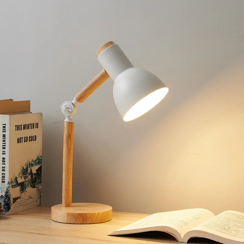 Adjustable Modern Wooden Desk Lamp | Stylish Table Light