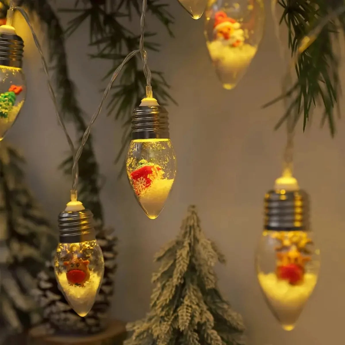 Christmas's LED Snowball Clear Bulb String Lights with Santa and