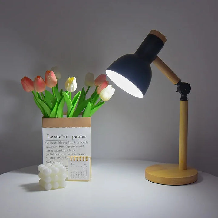 Adjustable Modern Wooden Desk Lamp | Stylish Table Light