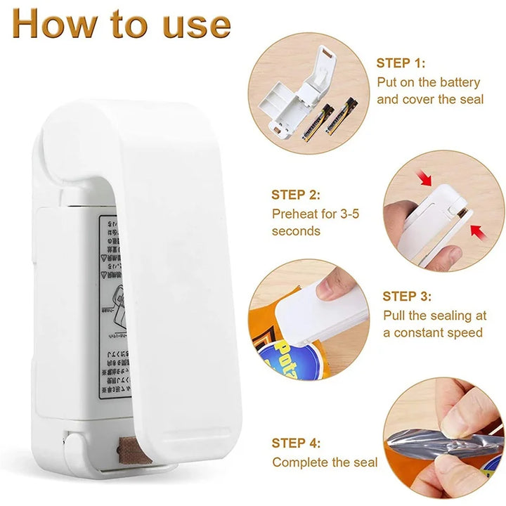 Compact Heat Sealer for Plastic Food Bags - Mini Package Sealing Machine