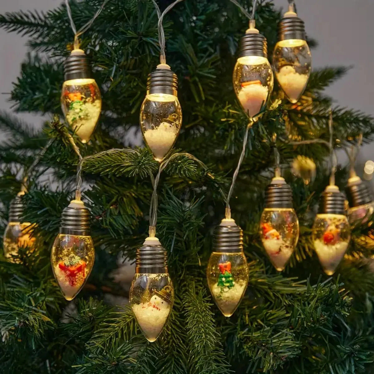 Christmas's LED Snowball Clear Bulb String Lights with Santa and
