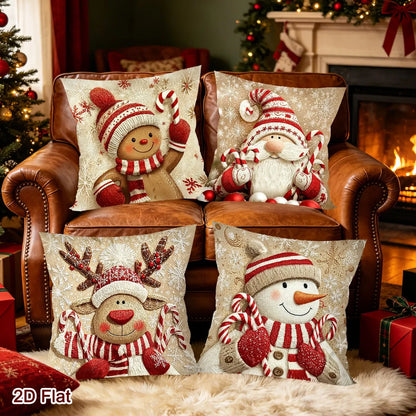 Christmas's 4pcs Gnome Gingerbread Man Throw Pillow Covers