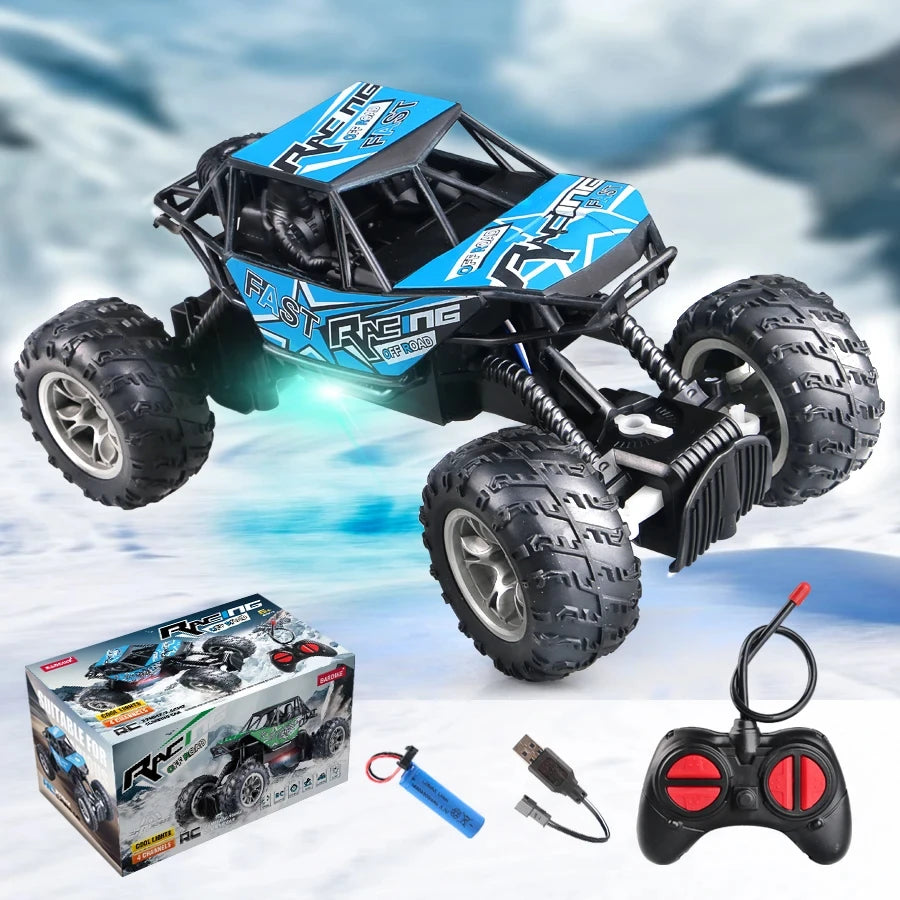 4-Way Remote Control Off-Road Car with Lights and Anti-Slip Tires