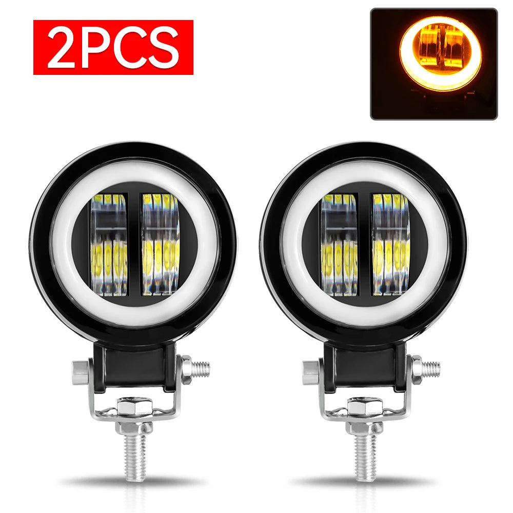 20W 3-Inch Motorcycle LED Angel Eye Work Fog Light Bar for Offroad Use