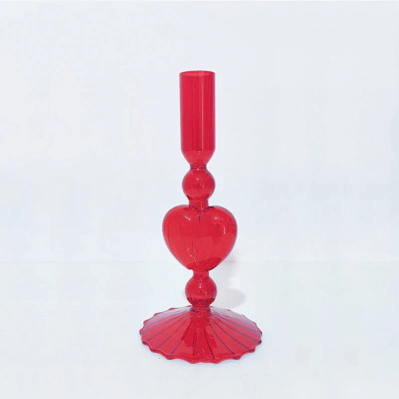Retro Heart-Shaped Glass Candle Holder for Weddings & Home Decor-Orizon Depot
