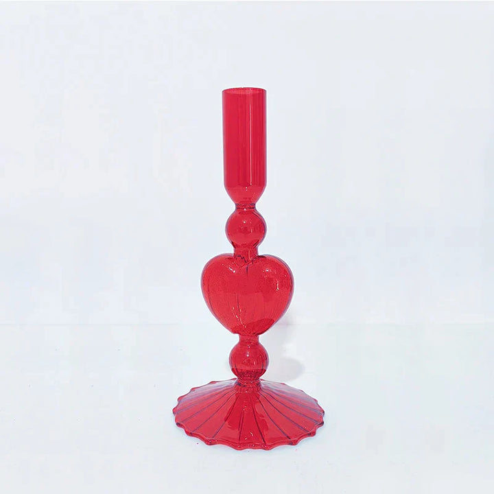 Retro Heart-Shaped Glass Candle Holder for Weddings & Home Decor-Orizon Depot