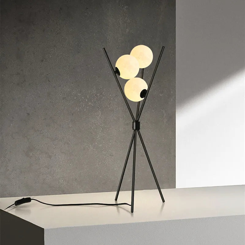 Modern 3D Moon Floor Lamp with Tripod Stand and LED Lighting-Orizon Depot