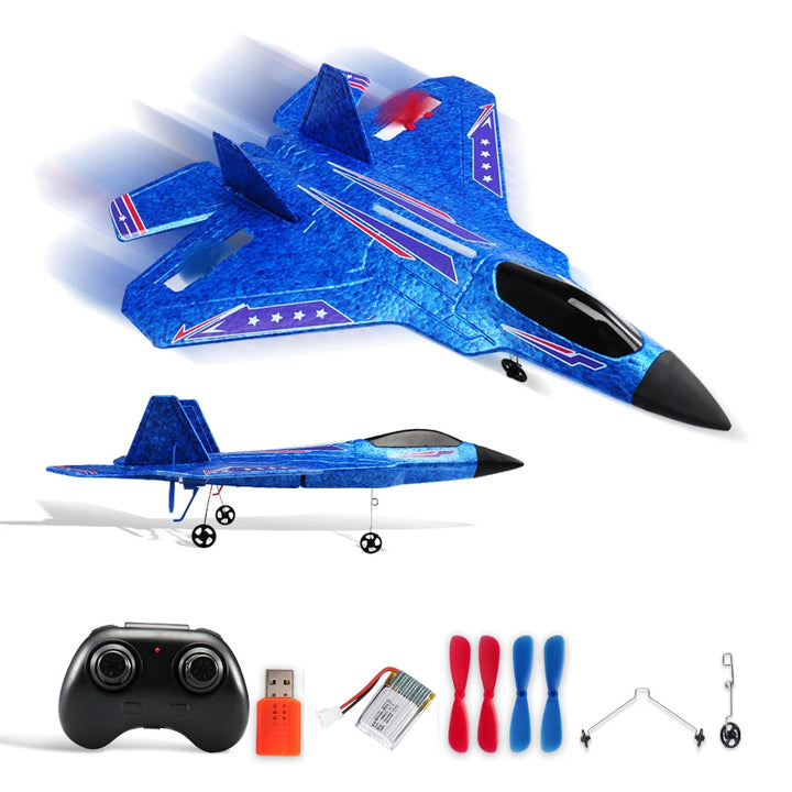 Remote Control Glider Plane with LED Lights - Foam Toy for Kids