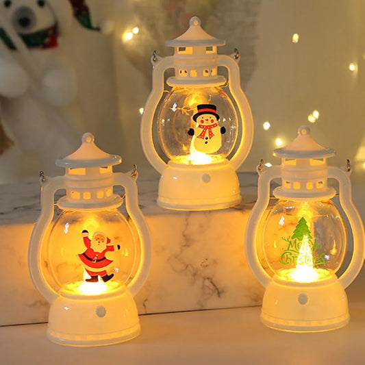 Christmas's Portable LED Santa Snowman Lanterns - Battery-Powered