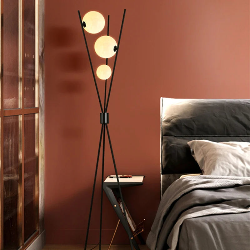 Modern 3D Moon Floor Lamp with Tripod Stand and LED Lighting-Orizon Depot