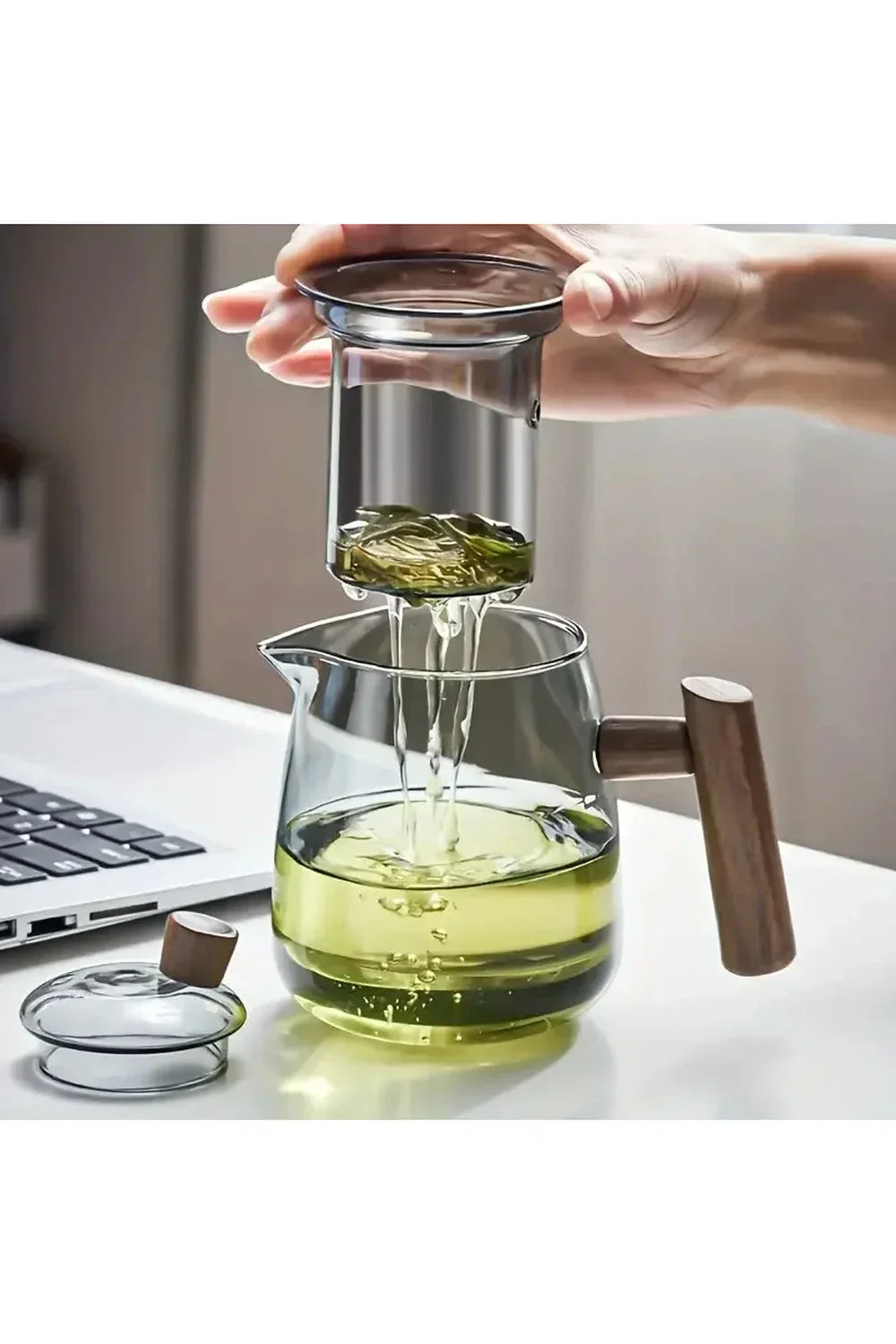 Wood Handle Glass Teapot for Brewing Perfect Tea-Orizon Depot