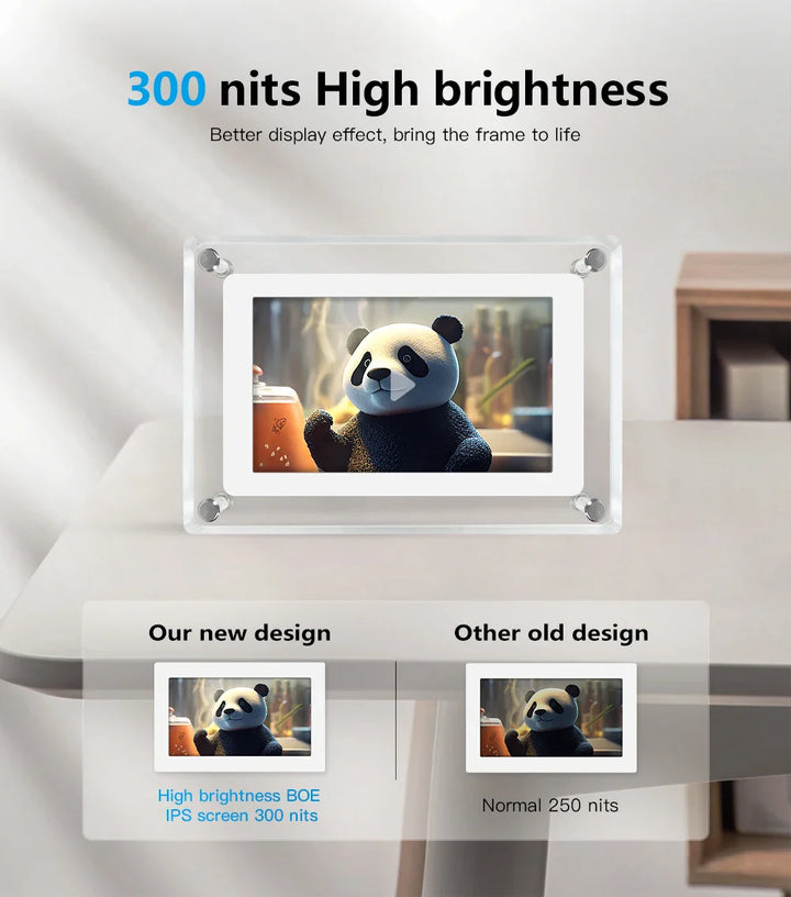 Portable Acrylic Digital Photo Frame with IPS Display and Battery