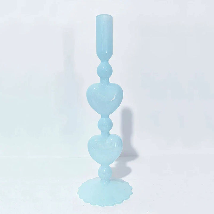 Retro Heart-Shaped Glass Candle Holder for Weddings & Home Decor-Orizon Depot