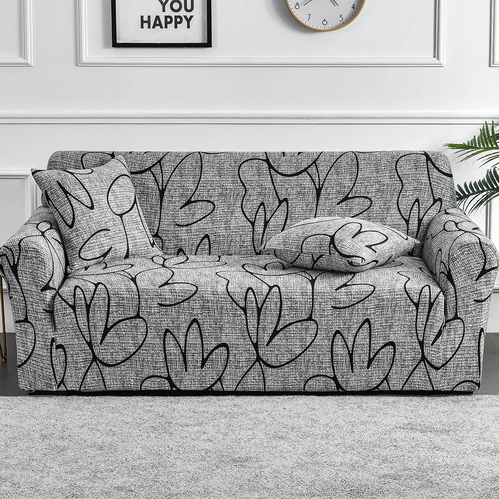 Elastic Flower Printed Sofa Cover - Spandex Furniture Protector for Home