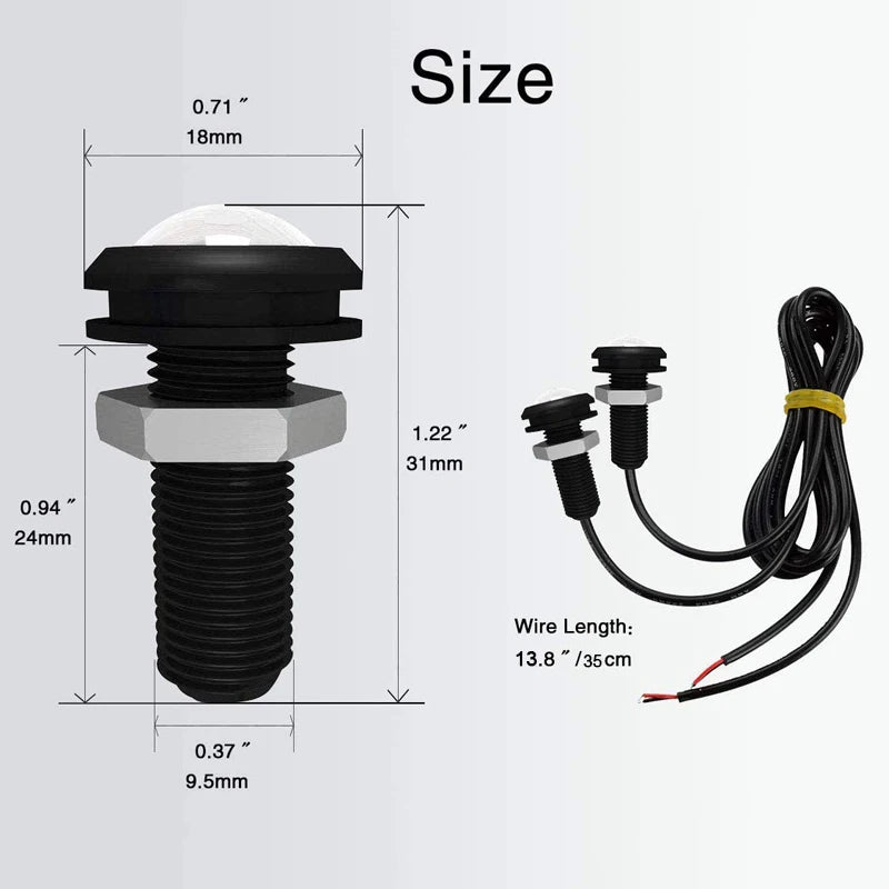 18MM COB LED Car Eagle Eye Lights 12V DRL Backup Marker Fog Lights