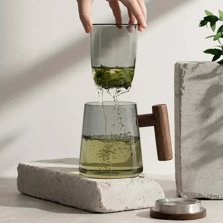 Ultramodern Glass Tea Cup with Filter and Lid for Perfect Brewing-Orizon Depot