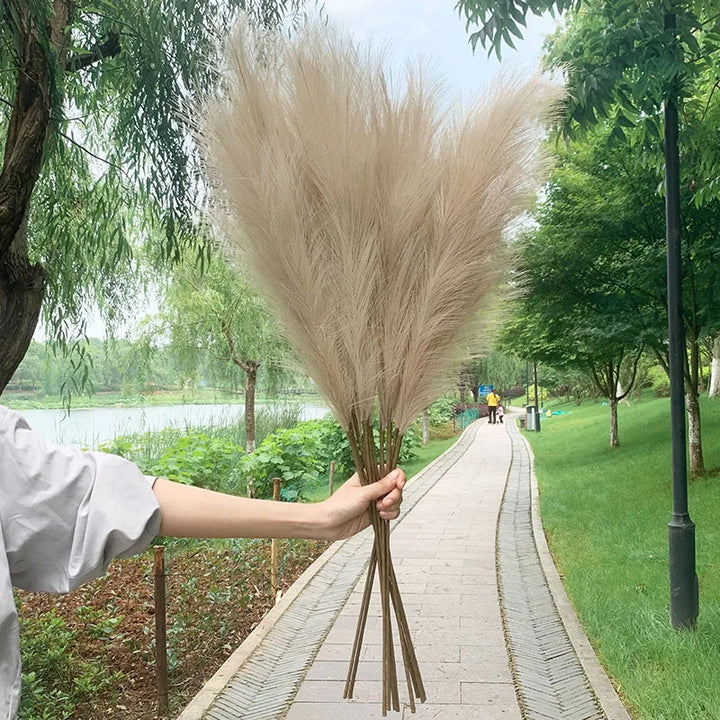 5 Pieces 100 cm Artificial Pampas Grass Dried Flower Bouquet for Home Decor-Orizon Depot