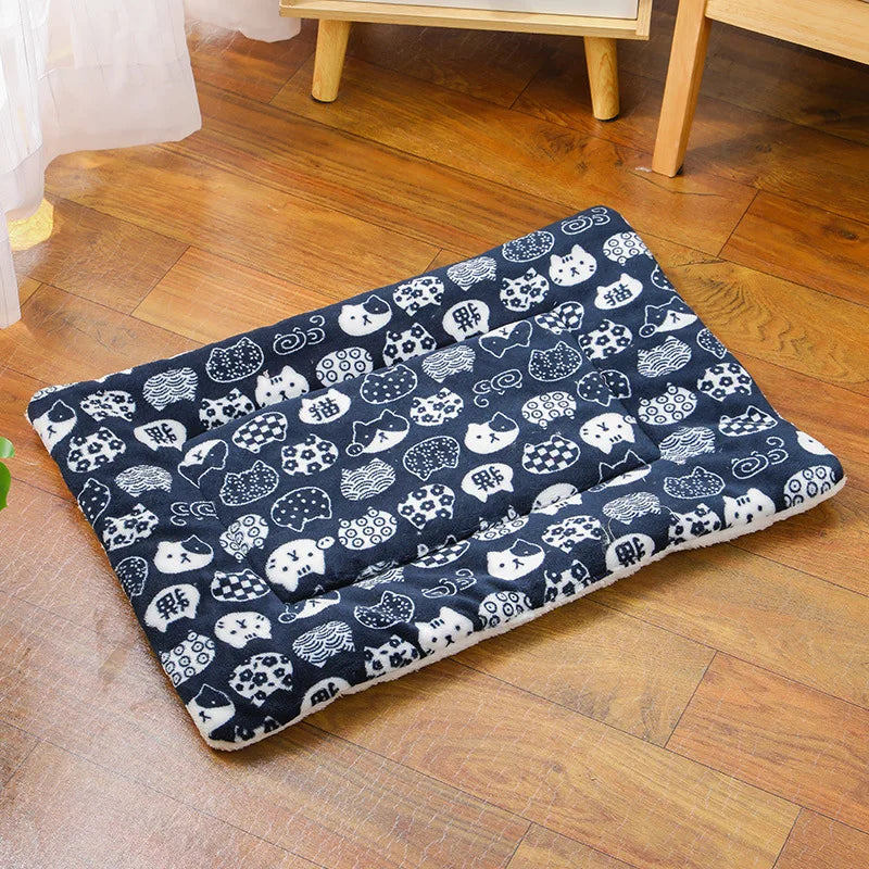Cozy Flannel Pet Sleeping Mat for Dogs and Cats - Winter Bed Cushion