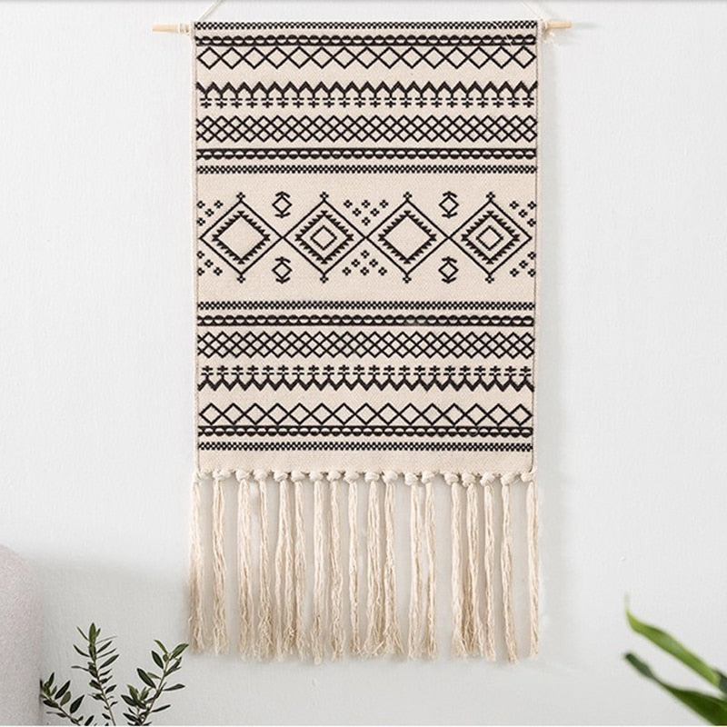 Bohemian Macrame Wall Tapestry, Handcrafted Cotton Linen Decor-Orizon Depot