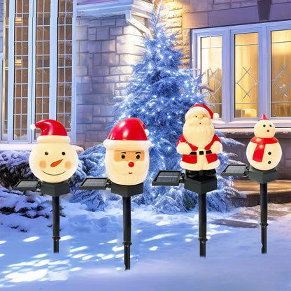 Christmas's Outdoor Solar Santa Claus & Snowman Lawn Light Decor
