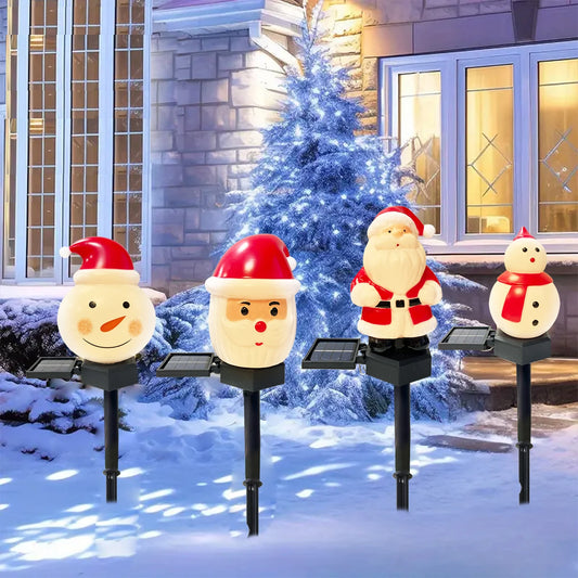 Christmas's Outdoor Solar Santa Claus & Snowman Lawn Light Decor