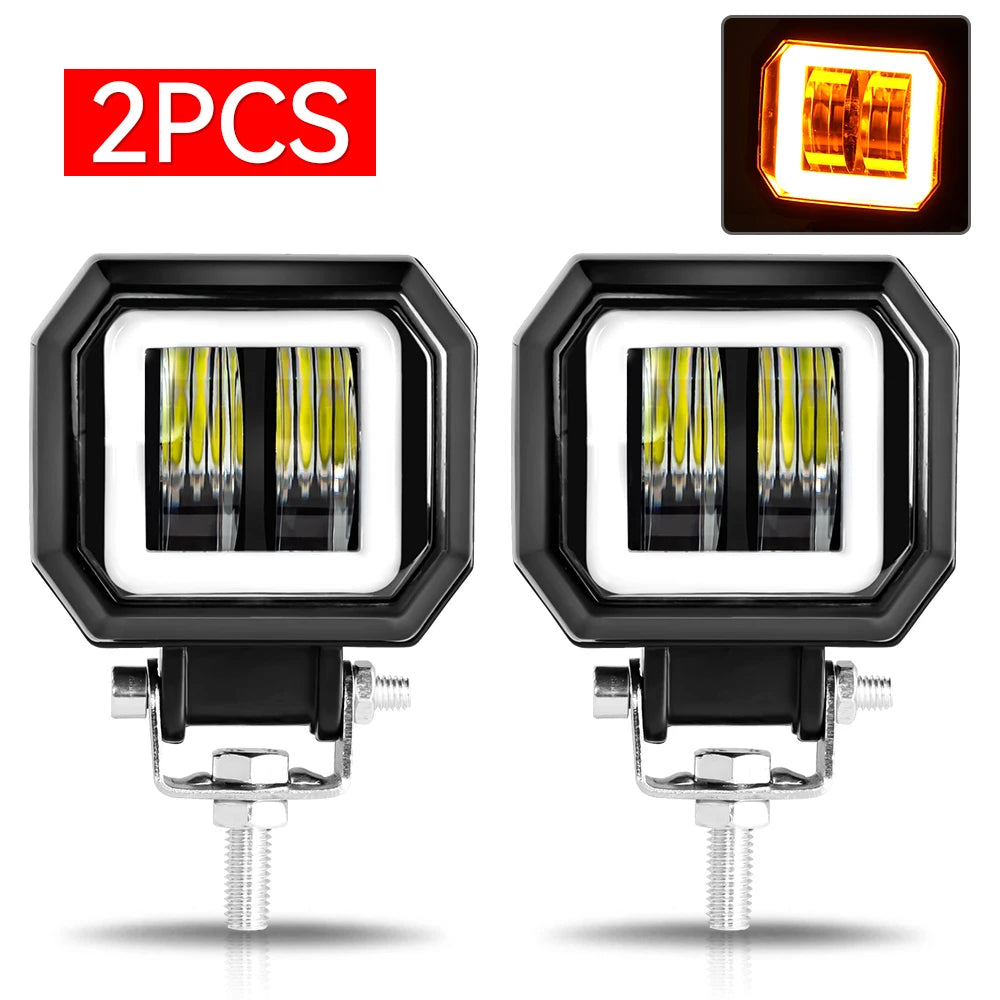 20W 3-Inch Motorcycle LED Angel Eye Work Fog Light Bar for Offroad Use