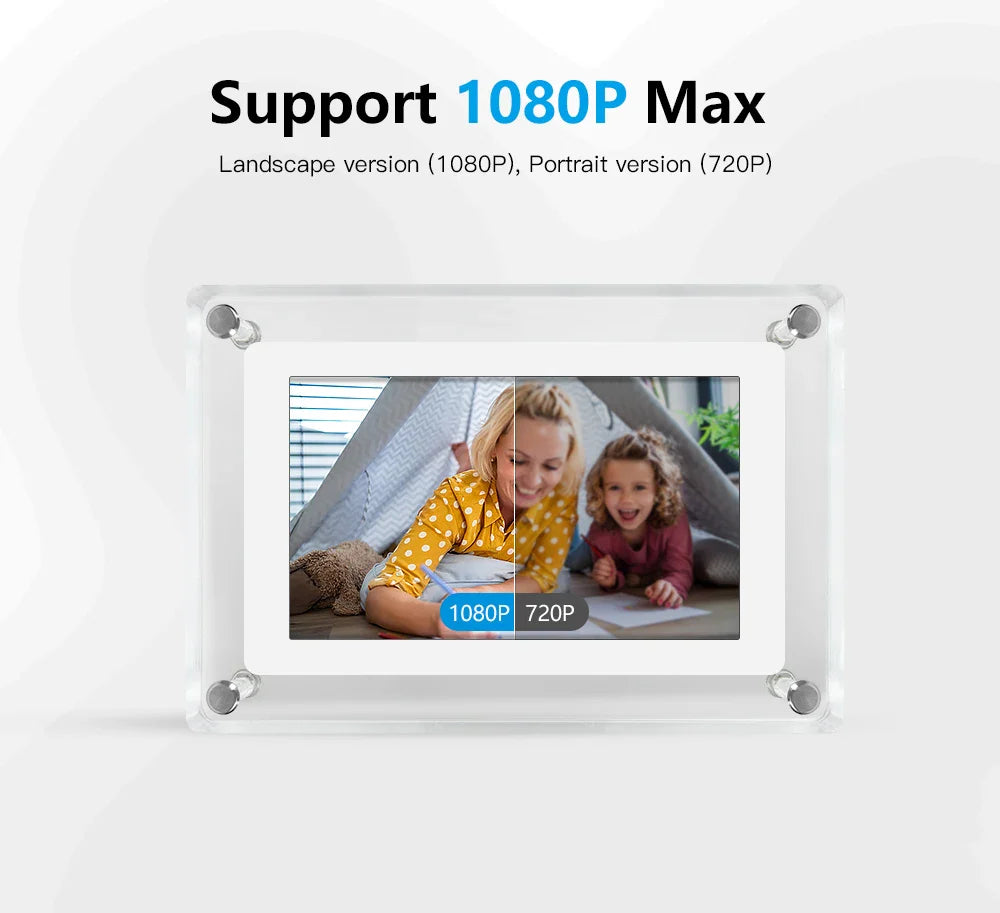 Portable Acrylic Digital Photo Frame with IPS Display and Battery