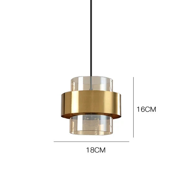 Modern Brass Cylinder Pendant Light | Nordic Glass Design
