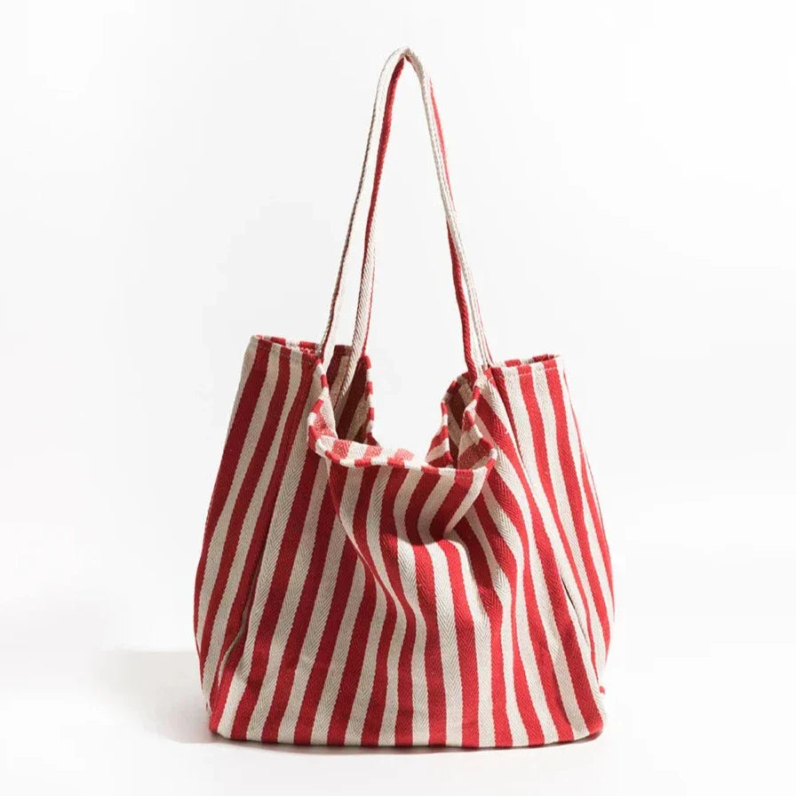 Striped Linen Tote Bag for Stylish Everyday Use-Orizon Depot