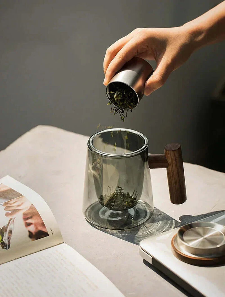 Ultramodern Glass Tea Cup with Filter and Lid for Perfect Brewing-Orizon Depot