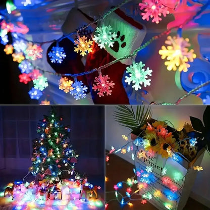 Christmas's LED Snowflake String Lights for Indoor & Outdoor Decor