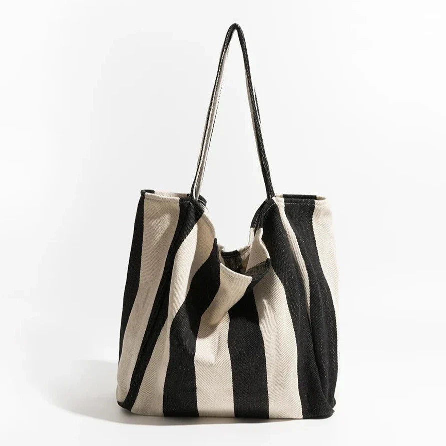 Striped Linen Tote Bag for Stylish Everyday Use-Orizon Depot