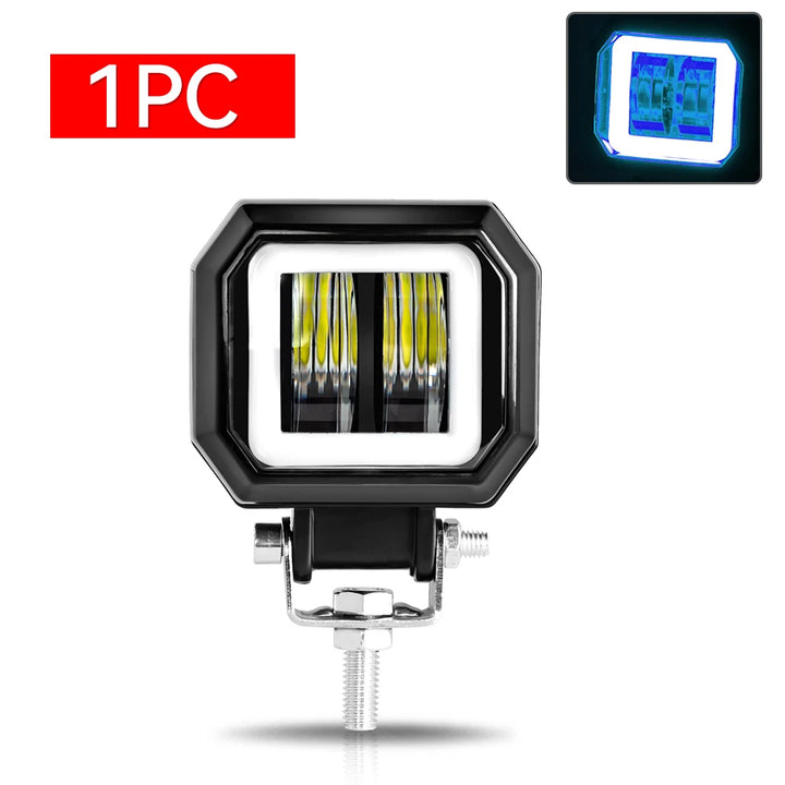 20W 3-Inch Motorcycle LED Angel Eye Work Fog Light Bar for Offroad Use
