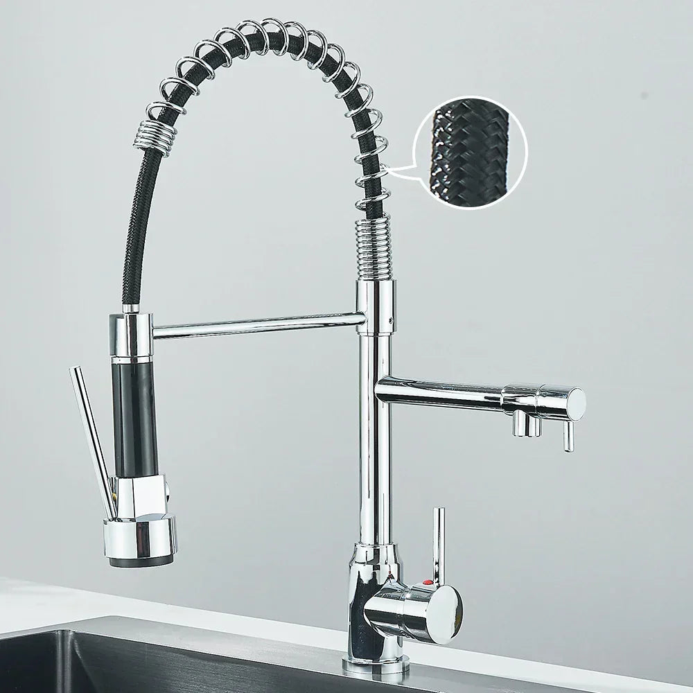 Dual Outlet Kitchen Faucet – SpringFlow Design for Versatile Use-Orizon Depot