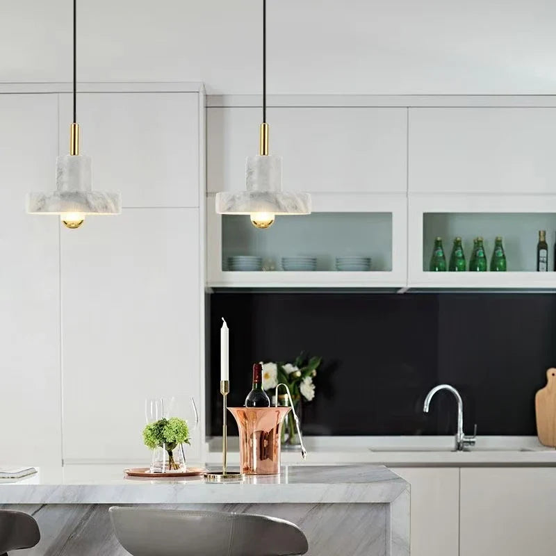 Natural Stone Pendant Lamp | Postmodern Marble Lighting Fixture