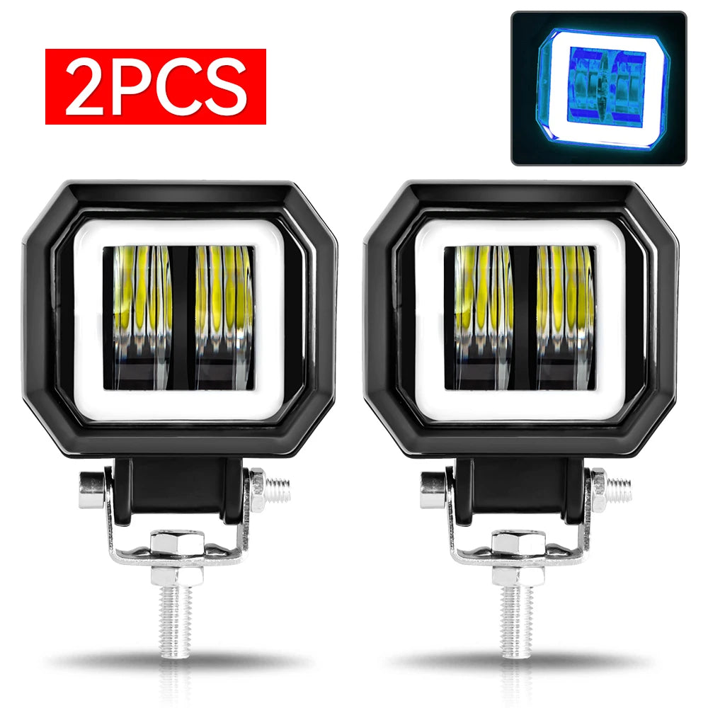 20W 3-Inch Motorcycle LED Angel Eye Work Fog Light Bar for Offroad Use