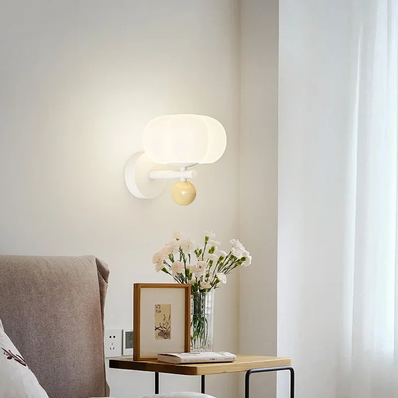 Modern Glass and Metal Pumpkin Wall Lamp Sconce
