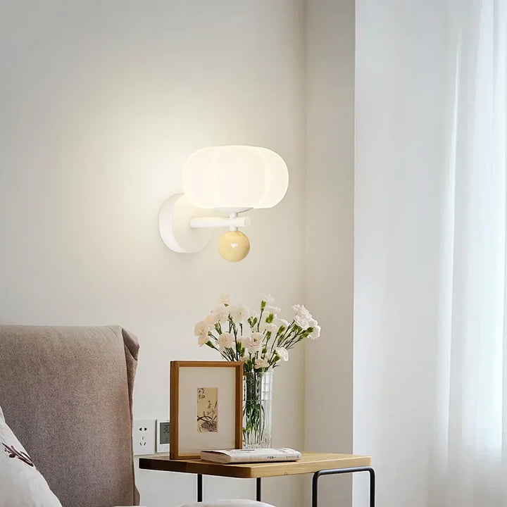 Modern Glass and Metal Pumpkin Wall Lamp Sconce