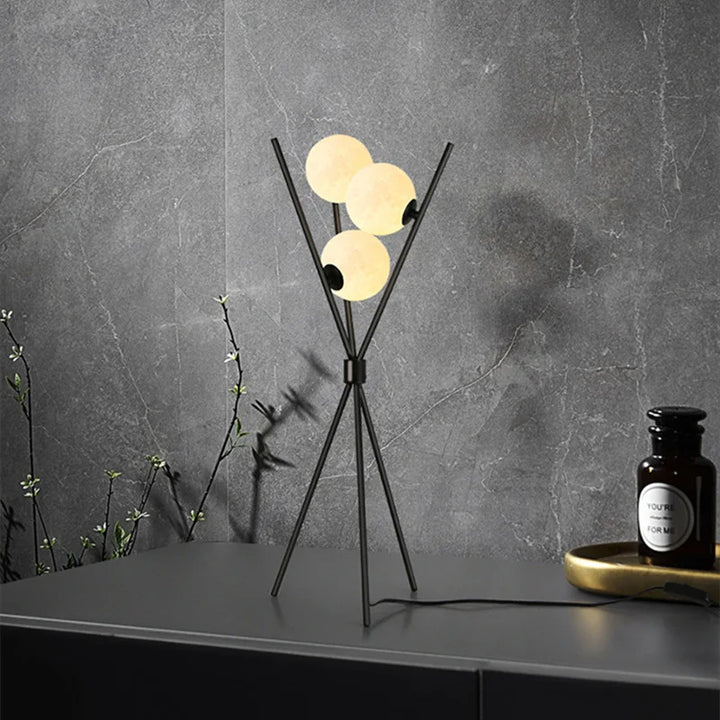 Modern 3D Moon Floor Lamp with Tripod Stand and LED Lighting-Orizon Depot