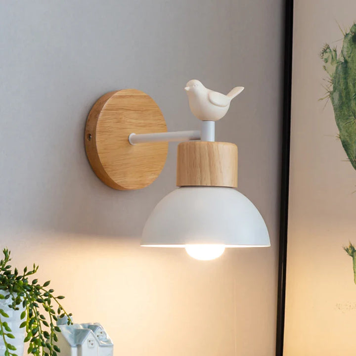 Wooden Bird Wall Lamp | LED Bedside Wall Sconce for Home Decor