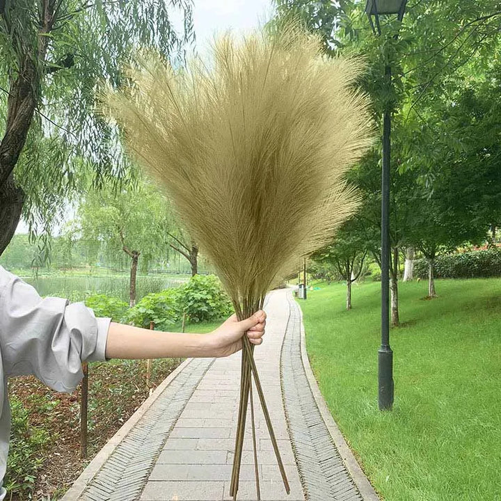 5 Pieces 100 cm Artificial Pampas Grass Dried Flower Bouquet for Home Decor-Orizon Depot