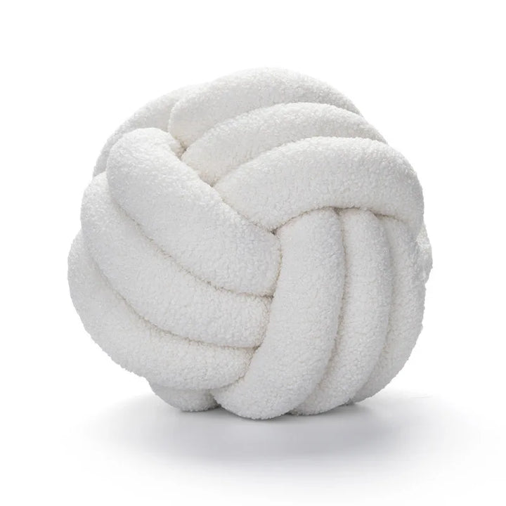 Cozy Hand-Knotted Sheepskin Throw Pillow with Ball Design-Orizon Depot