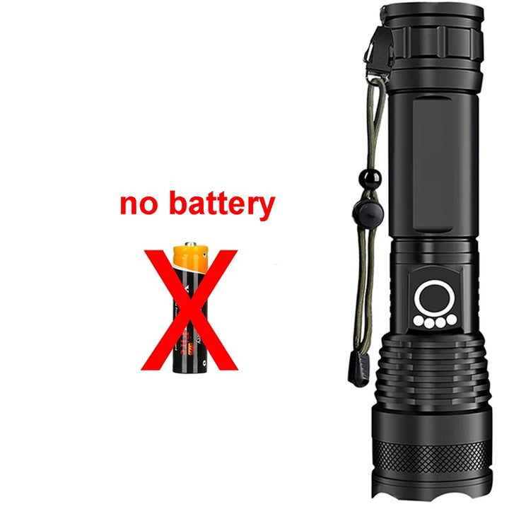 High-Power Rechargeable LED Tactical Flashlight with Zoom for Outdoors