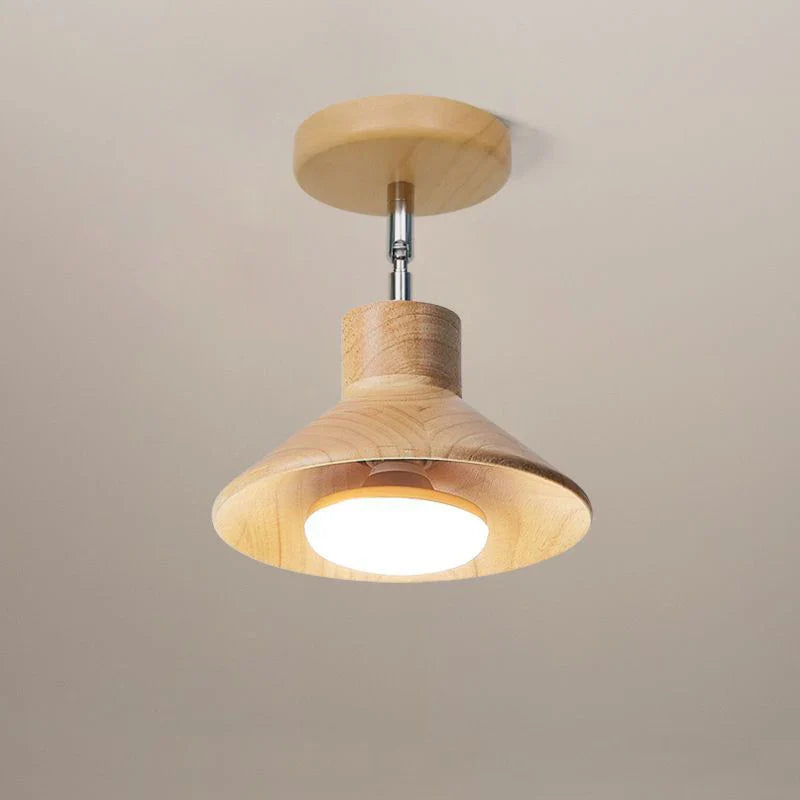 Natural Timber Cone Ceiling Lamp | Nordic Style Lighting
