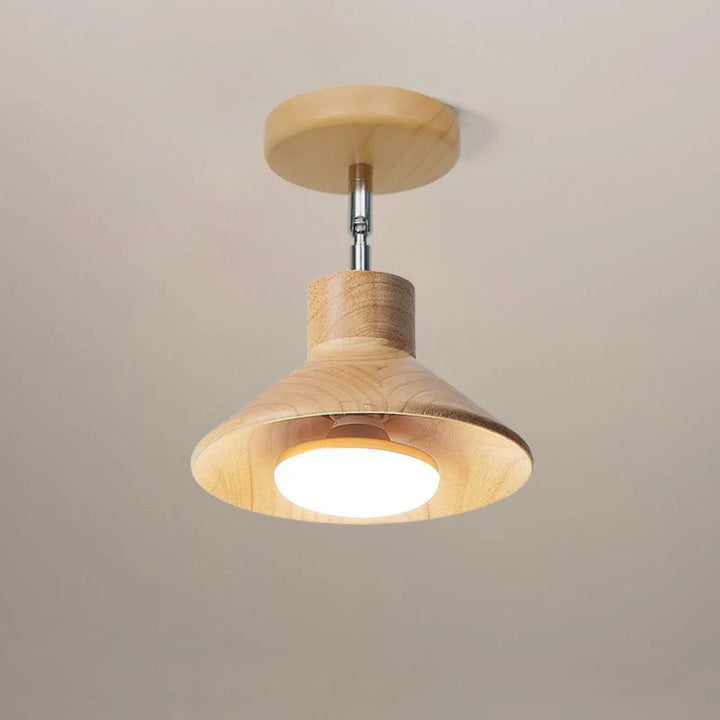 Natural Timber Cone Ceiling Lamp | Nordic Style Lighting