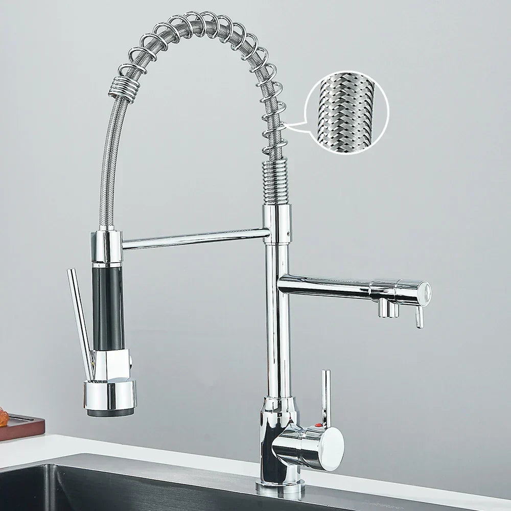 Dual Outlet Kitchen Faucet – SpringFlow Design for Versatile Use-Orizon Depot