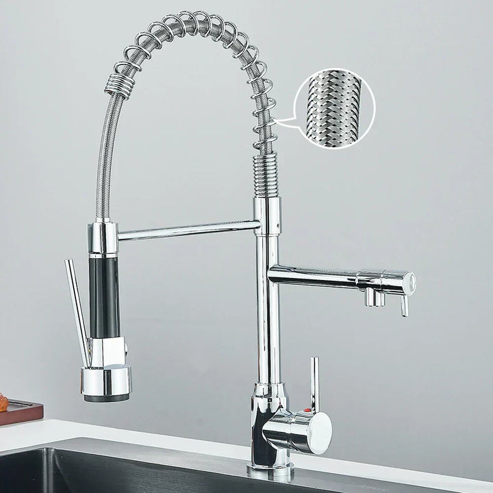 Dual Outlet Kitchen Faucet – SpringFlow Design for Versatile Use-Orizon Depot